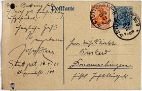 Postkarte Joseph Haas an Heinrich Burkard Postkarte Joseph Haas an Heinrich Burkard